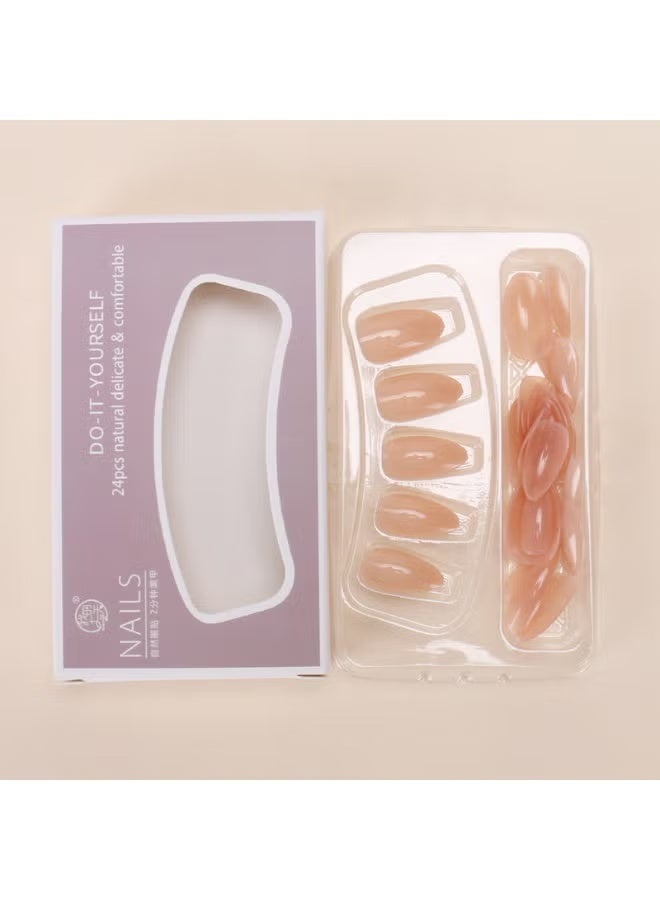 HTKCRX Instant Wear Luxury Press-on Nails – 24pcs Reusable Set – Nude Beige, Blush Pink & Chrome Gold – Salon Look at Home - Image 4